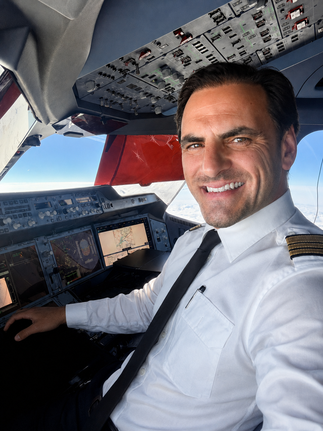 Florian Zen-Eldin in the Airbus A350 cockpit